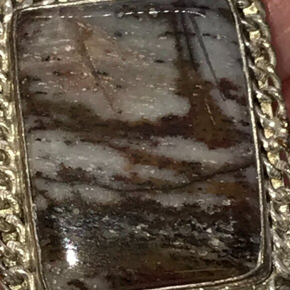 Sterling Silver Picasso Jasper Pendant with Chain Detail - Picture 5 of 5